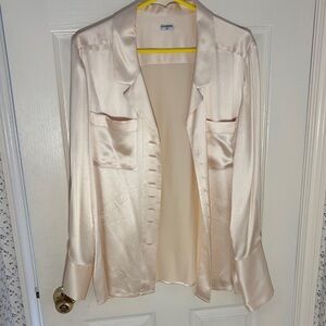 CHANEL Women's SILK Blazer in Light Cream *fraying on cuff *priced accordingly